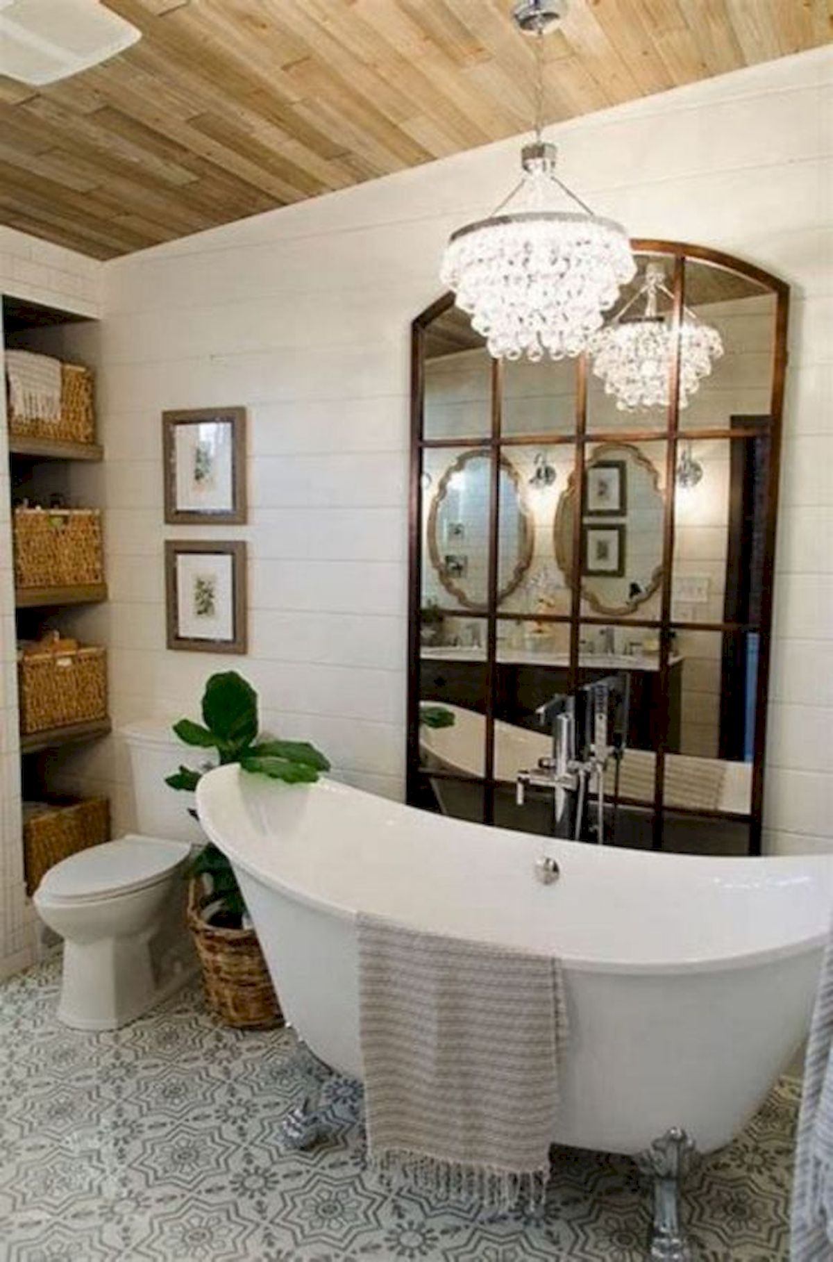 50 Awesome Modern Farmhouse Bathroom Remodel Ideas (40)