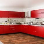 Adorable Modular Kitchen Design Red And White