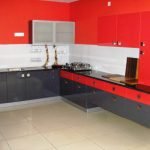 Adorable Modular Kitchen Design Red And White