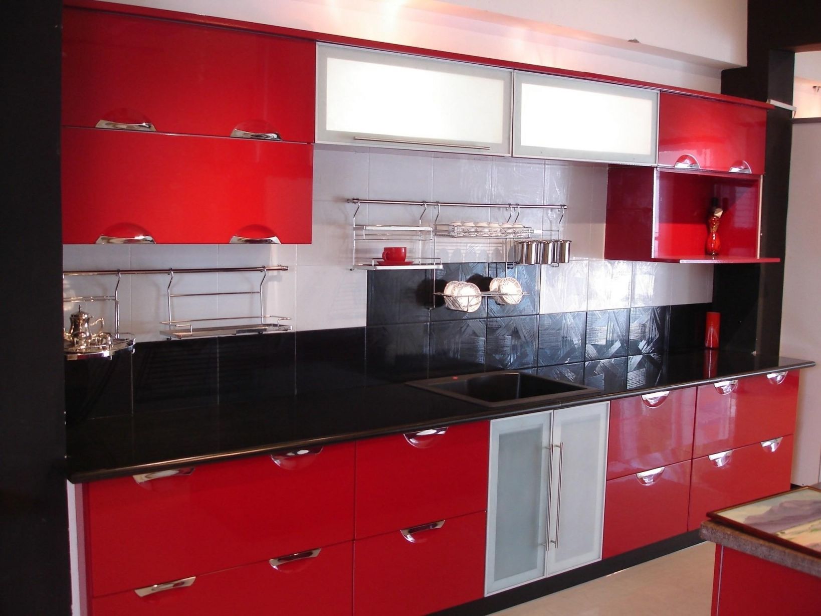 Awesome Modular Kitchen Design Red And White